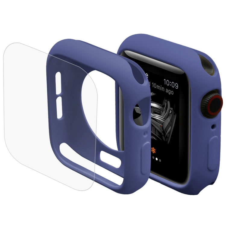 ENKAY Hat-Prince 2 in 1 TPU Semi-clad Protective Shell + 3D Full Screen PET Curved Heat Bending HD Screen Protector for Apple Watch Series 5 & 4 40mm(Blue) - Watch Cases by ENKAY | Online Shopping UK | buy2fix