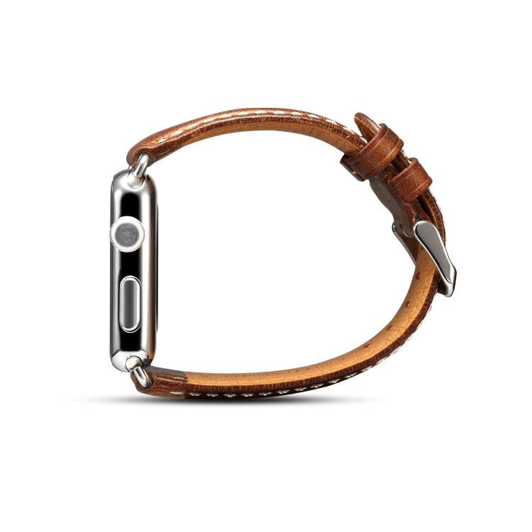 Denior Oil Wax Retro Watch Leather Watch Band for Apple Watch Series 7 41mm / 6 & SE & 5 & 4 40mm / 3 & 2 & 1 38mm (Brown) - Watch Bands by Denior | Online Shopping UK | buy2fix