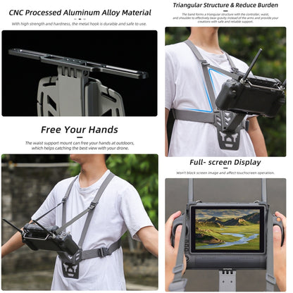 For DJI RC Plus Sunnylife Remote Control Waist Support Bracket Chest Strap (Grey) - Holder Series by Sunnylife | Online Shopping UK | buy2fix