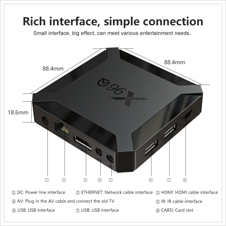 X96Q HD 4K Smart TV Box without Wall Mount, 4GB+64GB, Android 10.0, Allwinner H313 Quad Core ARM Cortex A53 , Support TF Card, HDMI, RJ45, AV, USB x 2 (UK Plug) - Allwinner H3 by buy2fix | Online Shopping UK | buy2fix