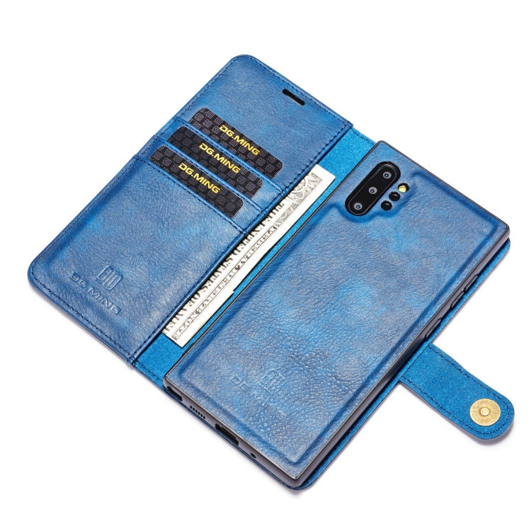 DG.MING Crazy Horse Texture Flip Detachable Magnetic Leather Case with Holder & Card Slots & Wallet for Samsung Galaxy Note 10+(Blue) - Galaxy Phone Cases by DG.MING | Online Shopping UK | buy2fix