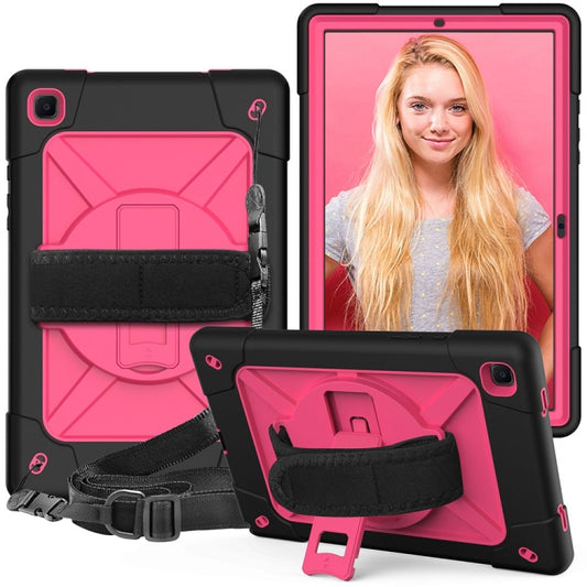 For Samsung Galaxy Tab A7 10.4 (2020) T500 Contrast Color Silicone + PC Combination Case with Holder(Black + Rose Red) - Other Galaxy Tab PC by buy2fix | Online Shopping UK | buy2fix