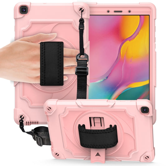 For Samsung Tab A 8.0 (2019)/T290 360 Degree Rotation Turntable Contrast Color Robot Shockproof Silicone + PC Protective Case with Holder(Rose Gold) - Other Galaxy Tab PC by buy2fix | Online Shopping UK | buy2fix