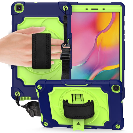 For Samsung Tab A 8.0 (2019)/T290 360 Degree Rotation Turntable Contrast Color Robot Shockproof Silicone + PC Protective Case with Holder(Navy Blue + Yellow Green) - Other Galaxy Tab PC by buy2fix | Online Shopping UK | buy2fix