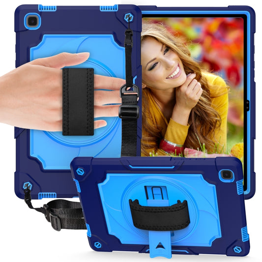 For Samsung Galaxy Tab A7 10.4 (2020)/T500 360 Degree Rotation Turntable Contrast Color Robot Shockproof Silicone + PC Protective Case with Holder(Navy Blue + Blue) - Other Galaxy Tab PC by buy2fix | Online Shopping UK | buy2fix