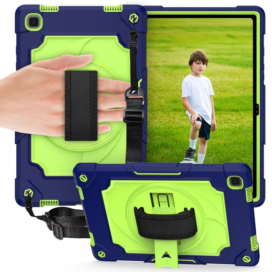 For Samsung Galaxy Tab A7 10.4 (2020)/T500 360 Degree Rotation Turntable Contrast Color Robot Shockproof Silicone + PC Protective Case with Holder(Navy Blue + Yellow Green) - Other Galaxy Tab PC by buy2fix | Online Shopping UK | buy2fix