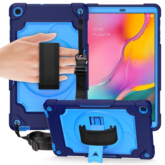 For Samsung Galaxy Tab A 10.1 (2019)/T515 360 Degree Rotation Turntable Contrast Color Robot Shockproof Silicone + PC Protective Case with Holder(Navy Blue + Blue) - Tab A 10.1 (2019) T510 / T515 by buy2fix | Online Shopping UK | buy2fix