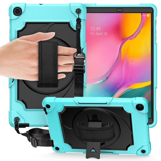 For Samsung Galaxy Tab A 10.1 (2019)/T515 360 Degree Rotation Turntable Contrast Color Robot Shockproof Silicone + PC Protective Case with Holder(Mint Green + Black) - Tab A 10.1 (2019) T510 / T515 by buy2fix | Online Shopping UK | buy2fix