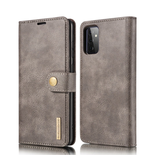 For Samsung Galaxy A72 5G / 4G DG.MING Crazy Horse Texture Flip Detachable Magnetic Leather Case with Holder & Card Slots & Wallet(Grey) - Galaxy Phone Cases by DG.MING | Online Shopping UK | buy2fix