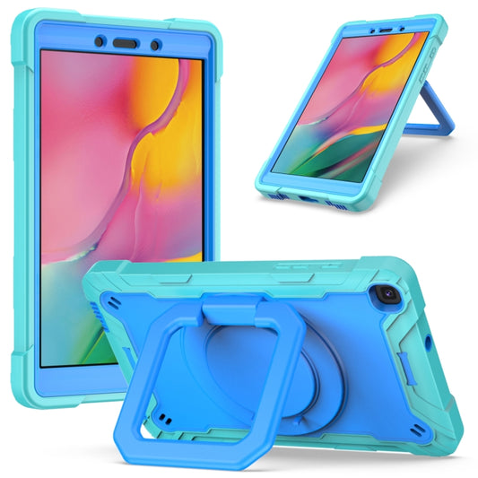 For Samsung Galaxy Tab A 8.0 (2019) T290 Contrast Color Shockproof Robot Silicone + PC Case with Wristband Holder(Mint Green + Blue) - Other Galaxy Tab PC by buy2fix | Online Shopping UK | buy2fix