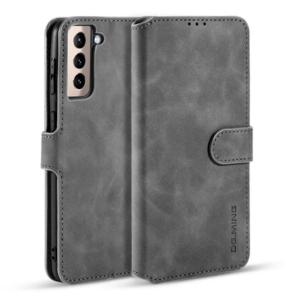 For Samsung Galaxy S21+ 5G DG.MING Retro Oil Side Horizontal Flip Case with Holder & Card Slots & Wallet(Grey) - Galaxy S21+ 5G Cases by DG.MING | Online Shopping UK | buy2fix