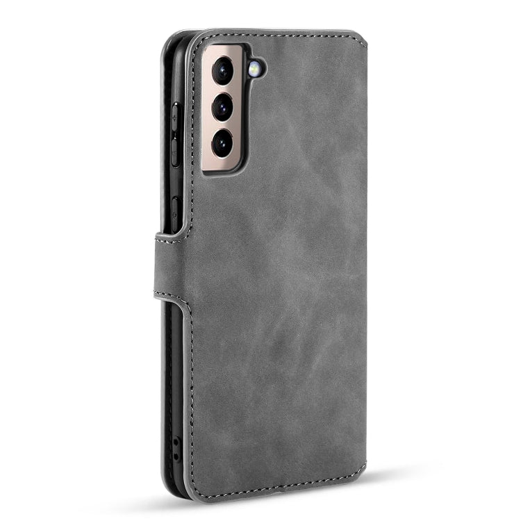 For Samsung Galaxy S21+ 5G DG.MING Retro Oil Side Horizontal Flip Case with Holder & Card Slots & Wallet(Grey) - Galaxy S21+ 5G Cases by DG.MING | Online Shopping UK | buy2fix