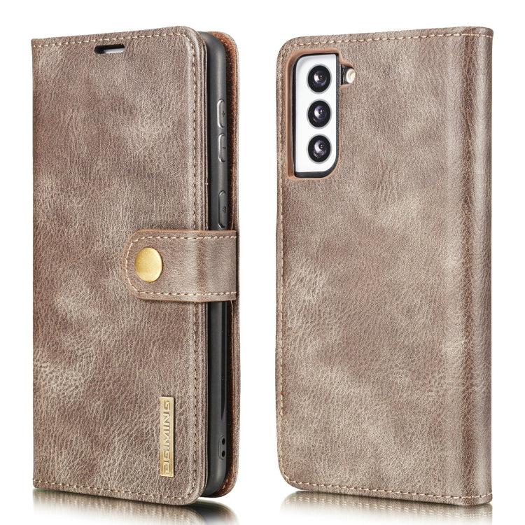 For Samsung Galaxy S21 5G DG.MING Crazy Horse Texture Flip Detachable Magnetic Leather Case with Holder & Card Slots & Wallet(Grey) - Galaxy S21 5G Cases by DG.MING | Online Shopping UK | buy2fix