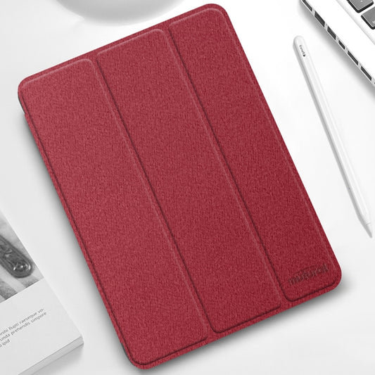 For iPad Pro 11 2022 / 2021 / 2020 Mutural YASHI Series TPU + PU Cloth Pattern Texture Horizontal Flip Leather Tablet Case with Three-folding Holder & Pen Slot & Wake-up / Sleep Function(Red) - iPad Pro 11 (2022/2021) Cases by Mutural | Online Shopping UK | buy2fix