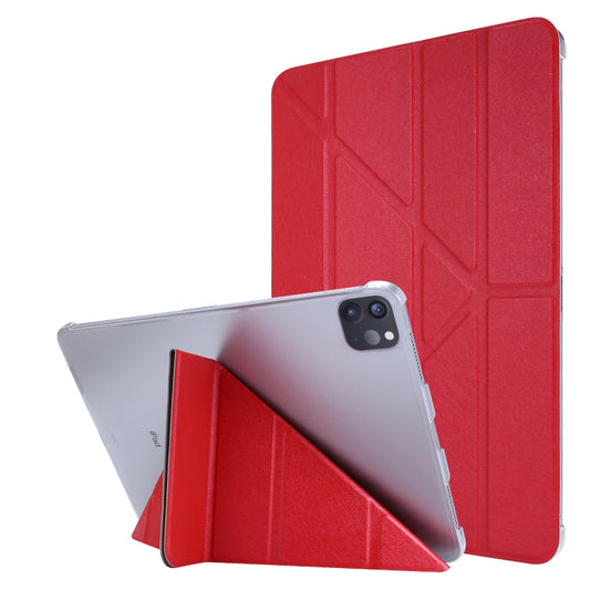 For iPad Air 13 2024 / iPad Pro 12.9 2022 / 2021 Silk Texture Horizontal Deformation Flip Leather Tablet Case with Holder(Rose Red) - iPad Pro 12.9 (2022/2021) Cases by buy2fix | Online Shopping UK | buy2fix