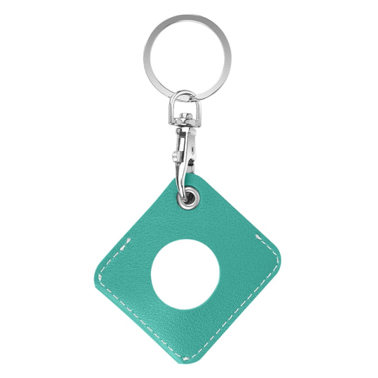 Square PU Leather Case Shockproof Anti-scratch Protective Cover with Keychain Ring Loop For AirTag(Lake Green) - Key Chain Series by MOMAX | Online Shopping UK | buy2fix