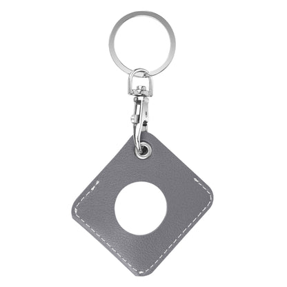 Square PU Leather Case Shockproof Anti-scratch Protective Cover with Keychain Ring Loop For AirTag(Grey) - Key Chain Series by MOMAX | Online Shopping UK | buy2fix