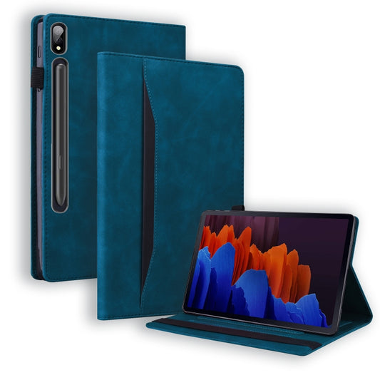 For Samsung Galaxy Tab S8+ / Tab S8 Plus /  Tab S7 FE / Tab S7+ SM-T970 / SM-T976B Business Shockproof Horizontal Flip Leather Case with Holder & Card Slots & Photo Frame & Pen Slot & Sleep / Wake-up Function(Blue) - Galaxy Tab S8+ Cases by buy2fix | Online Shopping UK | buy2fix