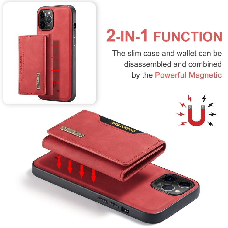 For iPhone 12 Pro Max DG.MING M2 Series 3-Fold Multi Card Bag + Magnetic Back Cover Shockproof Case with Wallet & Holder Function(Red) - iPhone 12 Pro Max Cases by DG.MING | Online Shopping UK | buy2fix