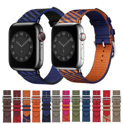 Two-color Nylon Braid Watch Band For Apple Watch Ultra 49mm&Watch Ultra 2 49mm / Series 9&8&7 45mm / SE 3&SE 2&6&SE&5&4 44mm / 3&2&1 42mm(Rose Red) - Watch Bands by buy2fix | Online Shopping UK | buy2fix