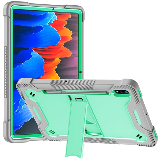 For Samsung Galaxy Tab S8 / Galaxy Tab S7 Silicone + PC Shockproof Protective Case with Holder(Gray + Green) - Galaxy Tab S8 Cases by buy2fix | Online Shopping UK | buy2fix