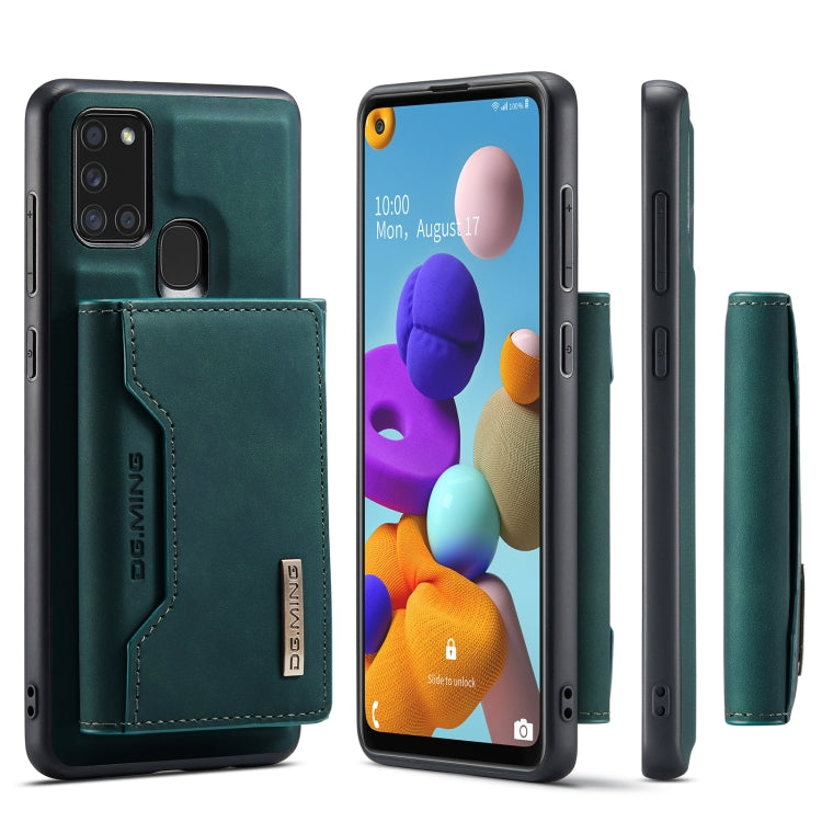 For Samsung Galaxy A21s DG.MING M2 Series 3-Fold Multi Card Bag Back Cover Shockproof Case with Wallet & Holder Function(Green) - Galaxy Phone Cases by DG.MING | Online Shopping UK | buy2fix