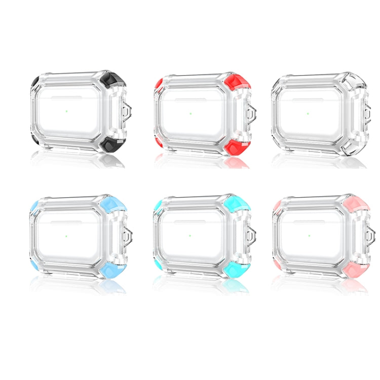 Four Corners Anti-fall Wireless Earphone Dual-color PC Protective Case with Hook For AirPods Pro(Transparent) - For AirPods Pro by buy2fix | Online Shopping UK | buy2fix