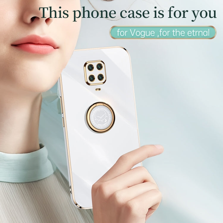 For Xiaomi Redmi Note 9S XINLI Straight 6D Plating Gold Edge TPU Shockproof Case with Ring Holder(White) - Xiaomi Cases by XINLI | Online Shopping UK | buy2fix