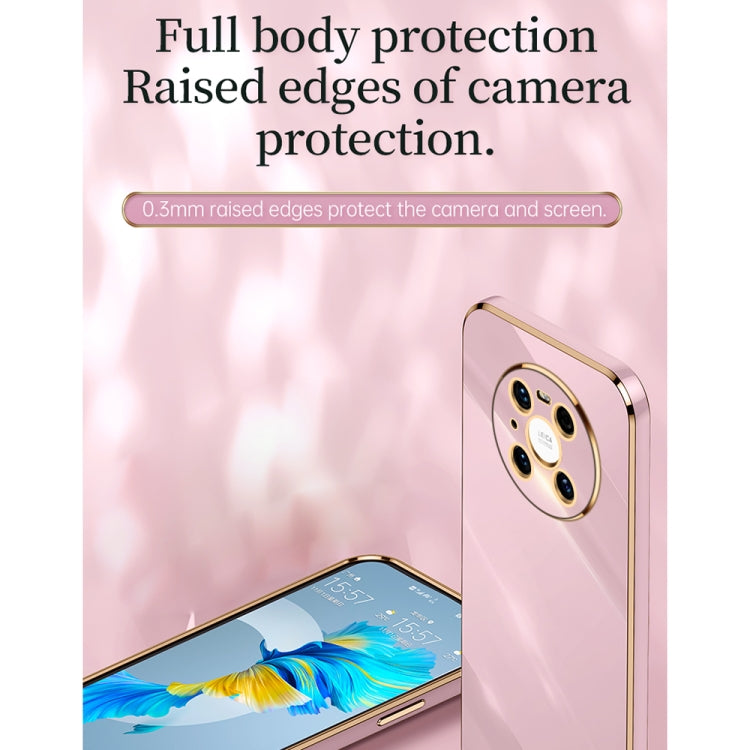 For Huawei Mate 40 XINLI Straight Edge 6D Electroplate TPU Phone Case with Ring Holder(Pink) - Huawei Cases by XINLI | Online Shopping UK | buy2fix