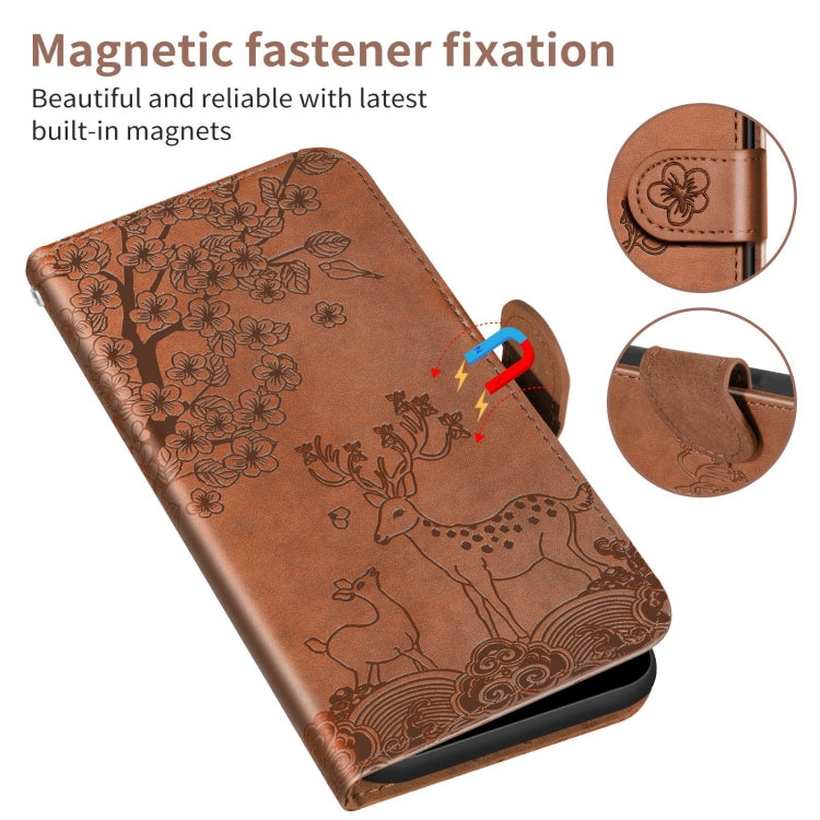 For Xiaomi Redmi 9A Sika Deer Embossing Pattern Horizontal Flip PU Leather Case with Holder & Card Slot & Wallet & Photo Frame(Brown) - Xiaomi Cases by buy2fix | Online Shopping UK | buy2fix