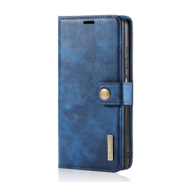 For Samsung Galaxy A22 5G DG.MING Crazy Horse Texture Flip Detachable Magnetic Leather Case with Holder & Card Slots & Wallet(Blue) - Galaxy Phone Cases by DG.MING | Online Shopping UK | buy2fix