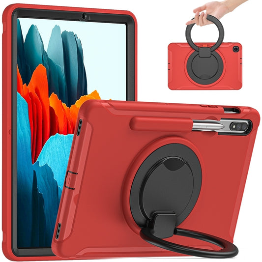 For Samsung Galaxy Tab S8 / Galaxy Tab S7 870 Shockproof TPU + PC Protective Case with 360 Degree Rotation Foldable Handle Grip Holder & Pen Slot(Red) - Galaxy Tab S8 Cases by buy2fix | Online Shopping UK | buy2fix