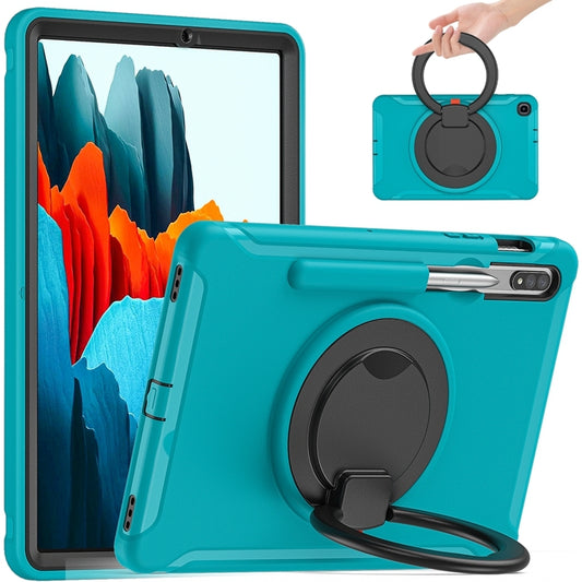 For Samsung Galaxy Tab S8 / Galaxy Tab S7 870 Shockproof TPU + PC Protective Case with 360 Degree Rotation Foldable Handle Grip Holder & Pen Slot(Blue) - Galaxy Tab S8 Cases by buy2fix | Online Shopping UK | buy2fix