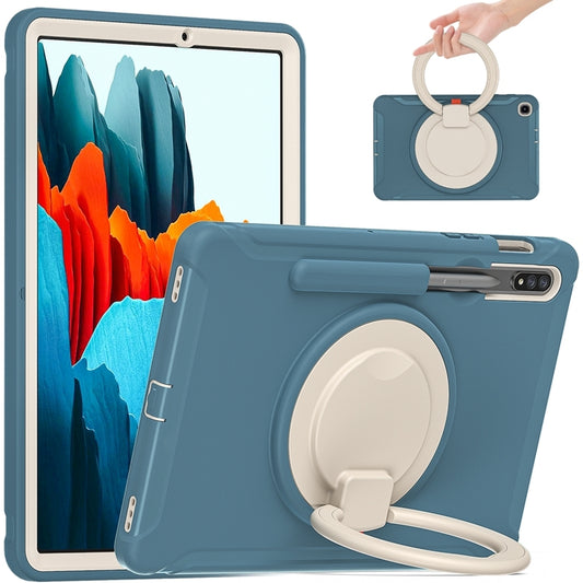 For Samsung Galaxy Tab S8 / Galaxy Tab S7 870 Shockproof TPU + PC Protective Case with 360 Degree Rotation Foldable Handle Grip Holder & Pen Slot(Cornflower Blue) - Galaxy Tab S8 Cases by buy2fix | Online Shopping UK | buy2fix