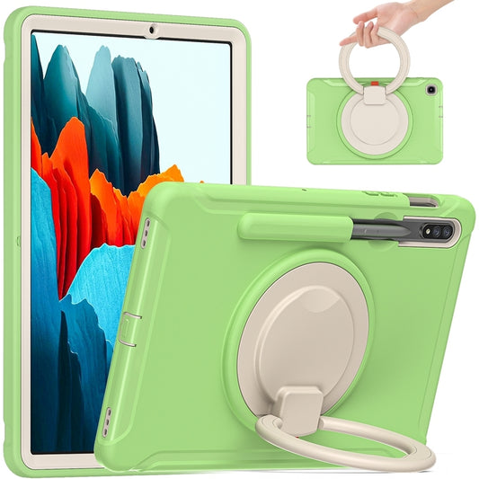 For Samsung Galaxy Tab S8 / Galaxy Tab S7 870 Shockproof TPU + PC Protective Case with 360 Degree Rotation Foldable Handle Grip Holder & Pen Slot(Matcha Green) - Galaxy Tab S8 Cases by buy2fix | Online Shopping UK | buy2fix