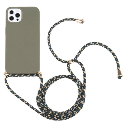 For iPhone 13 Pro Wheat Straw Material + TPU Shockproof Case with Neck Lanyard (Dark Green) - iPhone 13 Pro Cases by buy2fix | Online Shopping UK | buy2fix