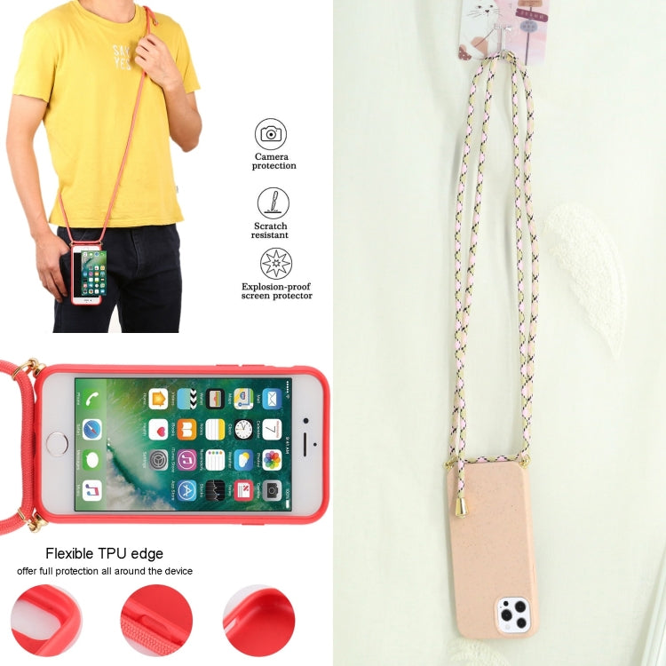 For iPhone 13 Pro Max Wheat Straw Material + TPU Shockproof Case with Neck Lanyard (Pink) - iPhone 13 Pro Max Cases by buy2fix | Online Shopping UK | buy2fix