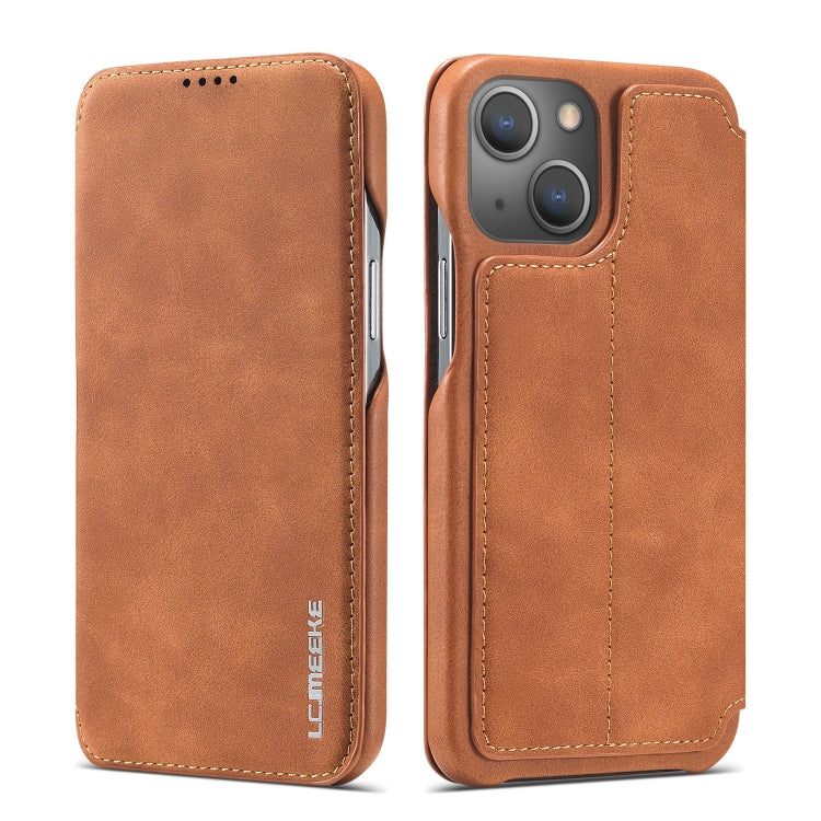 For iPhone 13 LC.IMEEKE Hon Ancient Series Horizontal Flip Leather Case with Holder & Card Slot(Brown) - iPhone 13 Cases by LC.IMEEKE | Online Shopping UK | buy2fix