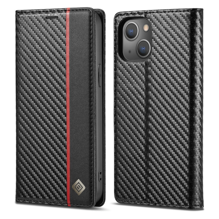 For iPhone 13 mini LC.IMEEKE Carbon Fiber PU + TPU Horizontal Flip Leather Case with Holder & Card Slot & Wallet (Vertical Black) - iPhone 13 mini Cases by LC.IMEEKE | Online Shopping UK | buy2fix