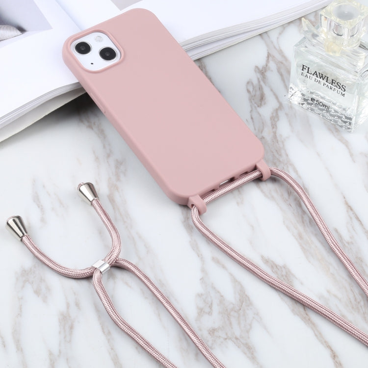 For iPhone 13 Candy Colors TPU Protective Case with Lanyard(Rose Gold) - iPhone 13 Cases by buy2fix | Online Shopping UK | buy2fix