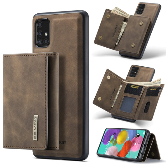 For Samsung Galaxy A51 DG.MING M1 Series 3-Fold Multi Card Wallet  Back Cover Shockproof Case with Holder Function(Coffee) - Galaxy Phone Cases by DG.MING | Online Shopping UK | buy2fix