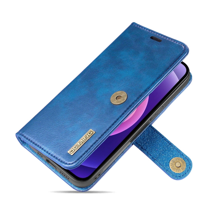 For iPhone 13 mini DG.MING Crazy Horse Texture Flip Detachable Magnetic Leather Case with Holder & Card Slots & Wallet (Blue) - iPhone 13 mini Cases by DG.MING | Online Shopping UK | buy2fix