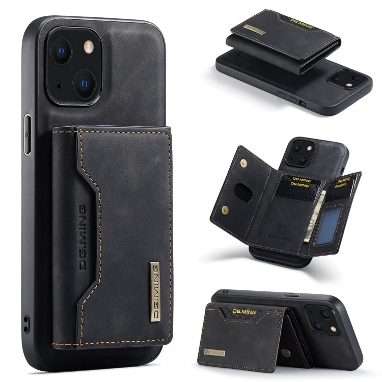 For iPhone 13 mini DG.MING M2 Series 3-Fold Card Bag Shockproof Case with Wallet & Holder Function (Black) - iPhone 13 mini Cases by DG.MING | Online Shopping UK | buy2fix