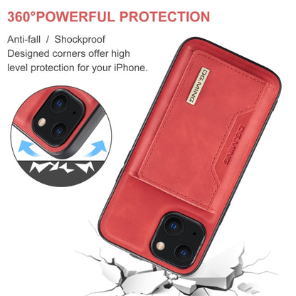 For iPhone 13 DG.MING M2 Series 3-Fold Card Bag Shockproof Case with Wallet & Holder Function(Red) - iPhone 13 Cases by DG.MING | Online Shopping UK | buy2fix