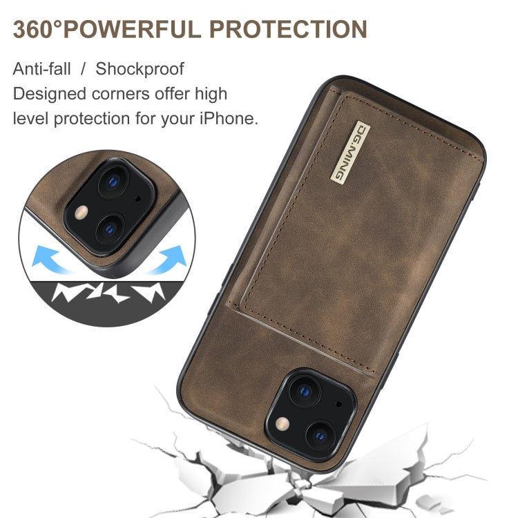 For iPhone 13 DG.MING M1 Series 3-Fold Multi Card Wallet Shockproof Case with Holder Function (Coffee) - iPhone 13 Cases by DG.MING | Online Shopping UK | buy2fix