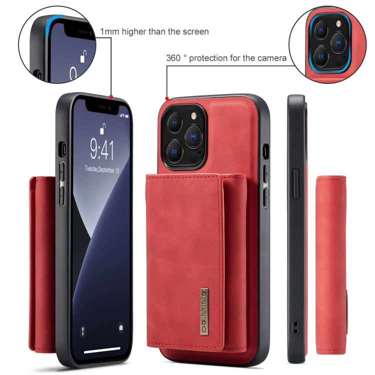 For iPhone 13 Pro DG.MING M1 Series 3-Fold Multi Card Wallet Shockproof Case with Holder Function (Red) - iPhone 13 Pro Cases by DG.MING | Online Shopping UK | buy2fix