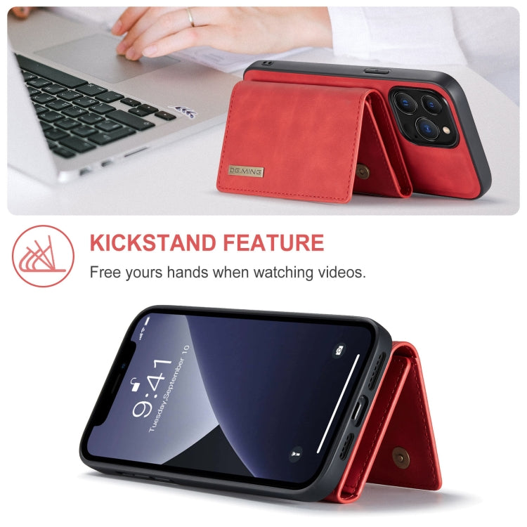 For iPhone 13 Pro Max DG.MING M1 Series 3-Fold Multi Card Wallet Shockproof Case with Holder Function (Red) - iPhone 13 Pro Max Cases by DG.MING | Online Shopping UK | buy2fix