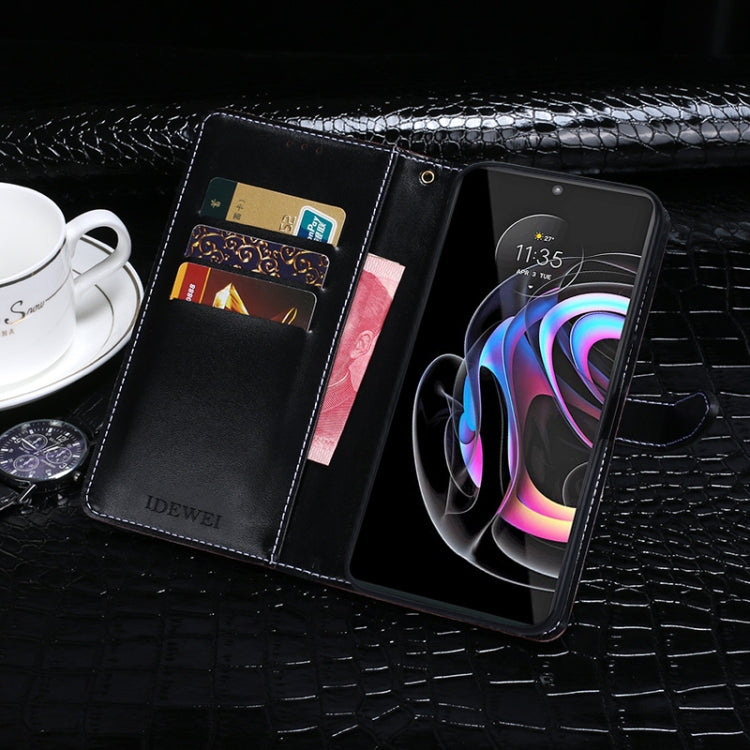 For Motorola Edge 20 Pro idewei Crocodile Texture Horizontal Flip Leather Case with Holder & Card Slots & Wallet(Dark Blue) - Motorola Cases by idewei | Online Shopping UK | buy2fix