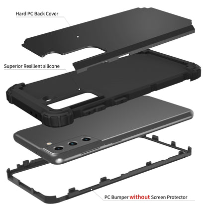 For Samsung Galaxy S21 5G 3 in 1 Shockproof PC + Silicone Protective Case(Black) - Galaxy S21 5G Cases by buy2fix | Online Shopping UK | buy2fix