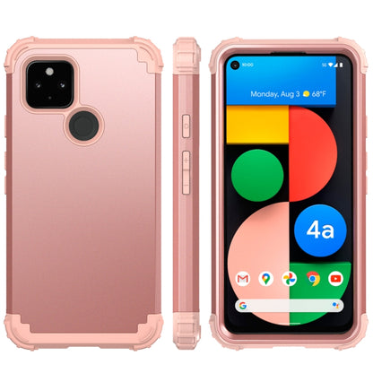 For Google Pixel 4a 5G 3 in 1 Shockproof PC + Silicone Protective Case(Rose Gold) - Google Cases by buy2fix | Online Shopping UK | buy2fix